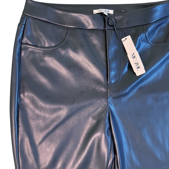 NIC + ZOE NWT Faux Leather Bootcut Pants Size 10 in Black - Picture 4 of 11